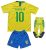 FPF Brazil #10 Home Neymar Kids Soccer Football Jersey Gift Set Youth Sizes