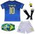 BIRDBOX 2021 Brazil Away #10 Neymar Kids Soccer Jersey & Shorts Set Youth Sizes